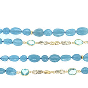 ELLEN HOFFMAN DESIGNS 18K GOLD AND STERLING SILVER AQUAMARINE, BLUE TOPAZ CONTINUOUS INFINITY LINK NECKLACE
