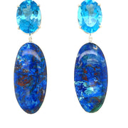 ELLEN HOFFMAN DESIGNS STERLING SILVER SWISS BLUE TOPAZ, BLUEBIRD AZURITE EARRINGS