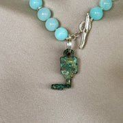 ELLEN HOFFMAN DESIGNS STERLING SILVER, ANCIENT ROMAN BRONZE STRONGBOX KEY, 1ST CENTURY AD, PENDANT