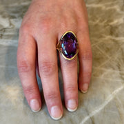 ELLEN HOFFMAN DESIGNS 14K GOLD AMETHYST MID-CENTURY MODERNIST RING