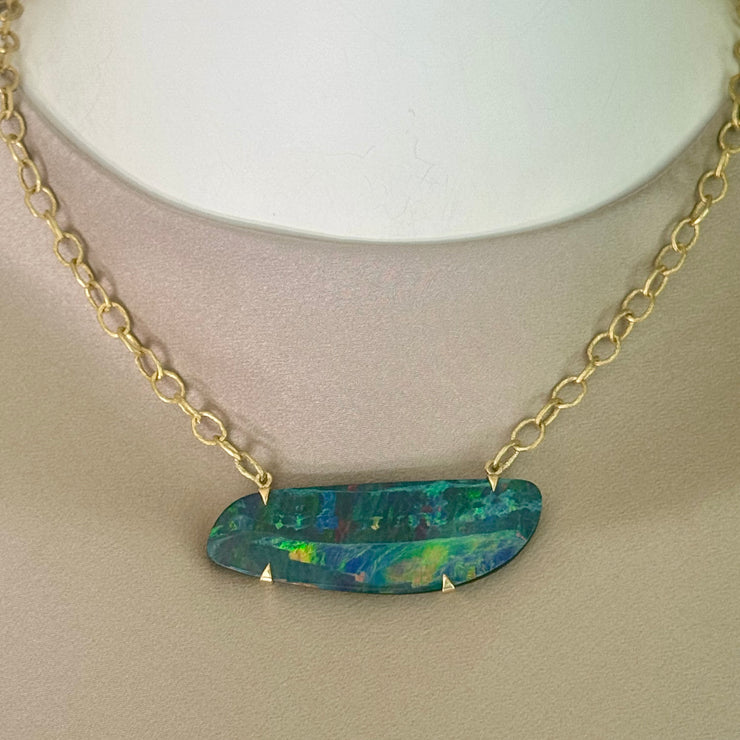 ELLEN HOFFMAN DESIGNS 18K GOLD AUSTRALIAN BOULDER OPAL DOUBLET NECKLACE