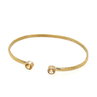 ELLEN HOFFMAN DESIGNS 18K GOLD HAND HAMMERED IMPERIAL TOPAZ BANGLE BRACELET