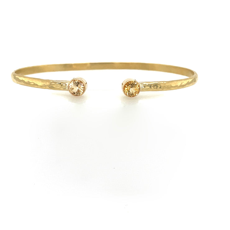 ELLEN HOFFMAN DESIGNS 18K GOLD HAND HAMMERED IMPERIAL TOPAZ BANGLE BRACELET