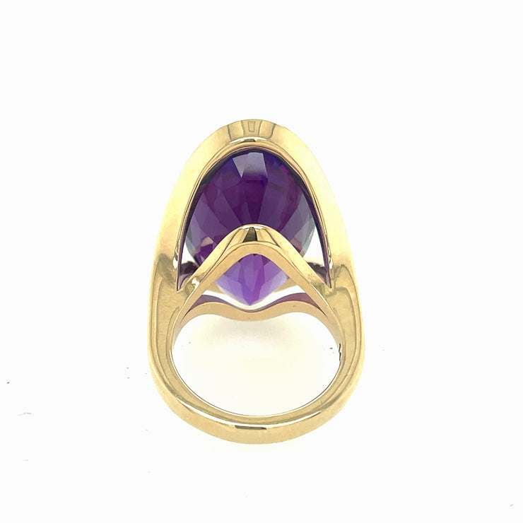 ELLEN HOFFMAN DESIGNS 14K GOLD AMETHYST MID-CENTURY MODERNIST RING