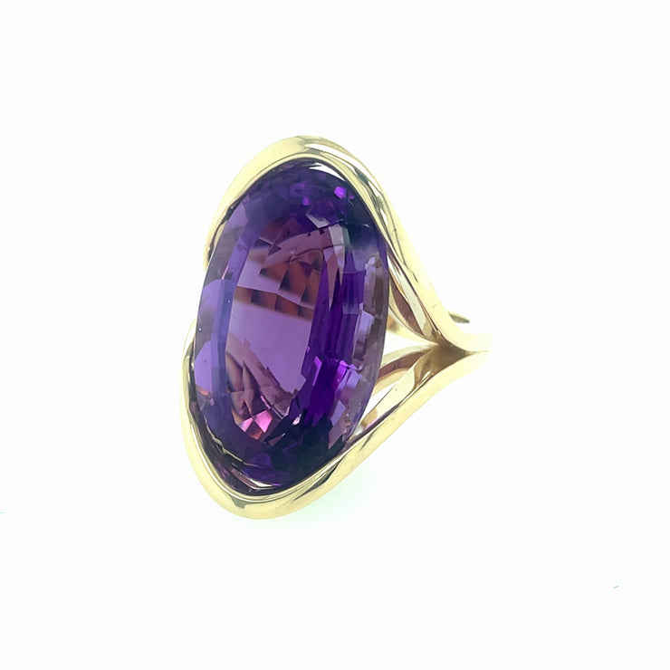 ELLEN HOFFMAN DESIGNS 14K GOLD AMETHYST MID-CENTURY MODERNIST RING