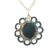 ELLEN HOFFMAN DESIGNS 14K GOLD WHITE SAPPHIRE ANCIENT BRONZE VIKING EMBLEM, CIRCA 1050 AD, PENDANT