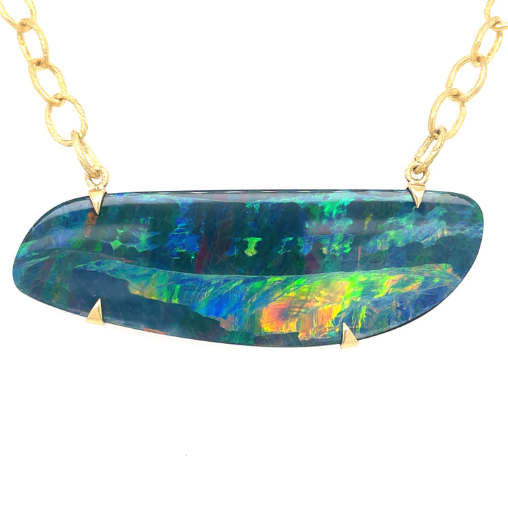 ELLEN HOFFMAN DESIGNS 18K GOLD AUSTRALIAN BOULDER OPAL DOUBLET NECKLACE