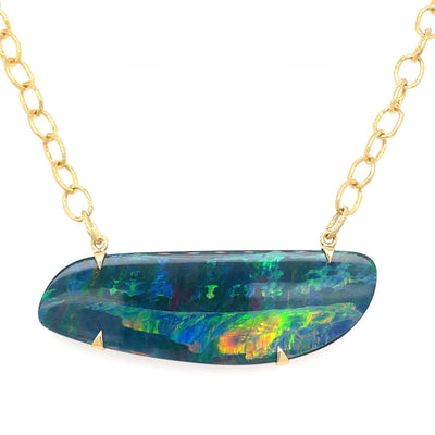 ELLEN HOFFMAN DESIGNS 18K GOLD AUSTRALIAN BOULDER OPAL DOUBLET NECKLACE