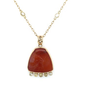 ELLEN HOFFMAN DESIGNS 14K GOLD, YELLOW SAPPHIRE, ANCIENT CARNELIAN CARVING OF PERSIAN OFFICIAL PENDANT 