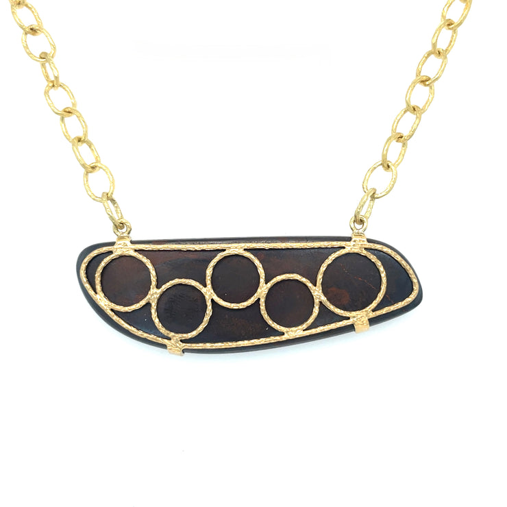ELLEN HOFFMAN DESIGNS 18K GOLD AUSTRALIAN BOULDER OPAL DOUBLET NECKLACE