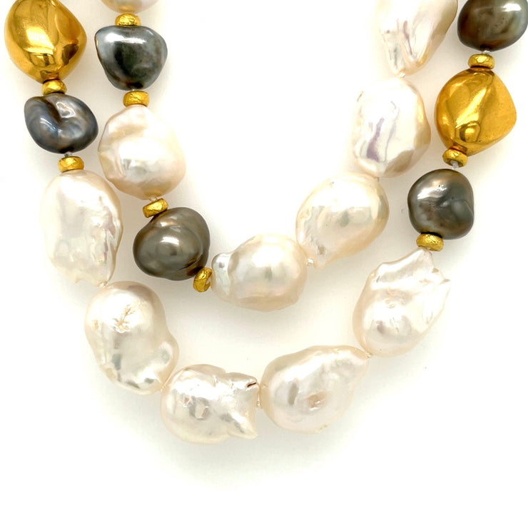 Pixel-cut Afghan Moonstone and Baroque Tahitian Pearl Faceted Necklace –  BAKSA STUDIO ART JEWELRY