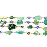 ELLEN HOFFMAN DESIGNS 18-KARAT GOLD ANCIENT ROMAN GLASS, TANZANITE, ETHIOPIAN OPAL, PAVE DIAMOND NECKLACE